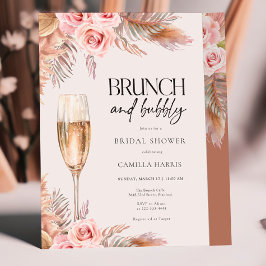 Terracotta Boho Pampas Grass Bridal Brunch Einladung