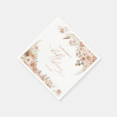Terracotta Boho Pampas Grass Paper Napkin Serviette (Ecke)