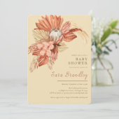 Terracotta boho pampas grass proteas Baby Shower Einladung (Stehend Vorderseite)