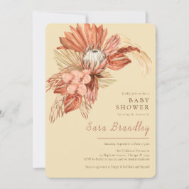 Terracotta boho pampas grass proteas Baby Shower Einladung