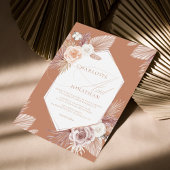 Terracotta Boho Pampas Grass Wedding Einladung