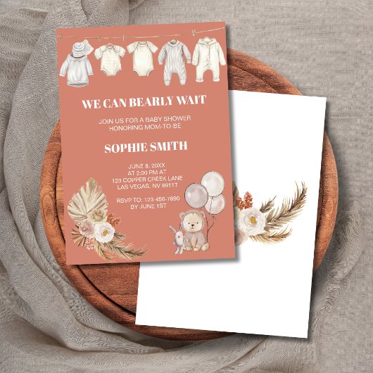 Terracotta Boho Pampas können wir frühzeitig abwar Einladung