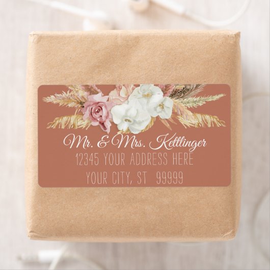 Terracotta Boho Pampas Palm Blush Blumengrün (Insitu)