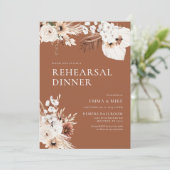 Terracotta Boho Pampas Probe Abendessen Einladung (Stehend Vorderseite)