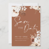 Terracotta Boho Pampas Save the Date Einladung (Vorderseite)