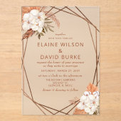 Terracotta Boho Pampas Wedding Acryleinladungen (Vorderseite)