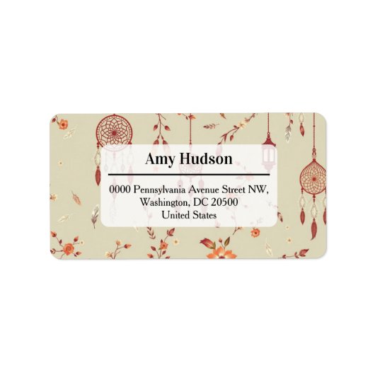 Terracotta Boho Pattern Adressaufkleber (Vorne)