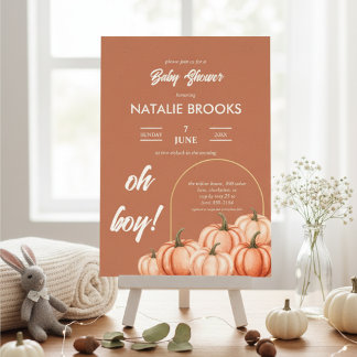 Terracotta Boho Pumpkin Fall Babydusche Einladung