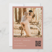 Terracotta Boho QR Code Foto Wedding Einladung (Rückseite)