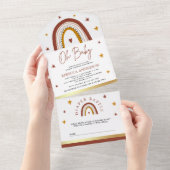 Terracotta Boho Rainbow Baby Dusche All In One Einladung (Abreißen)
