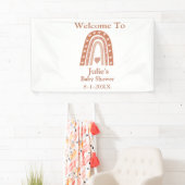 Terracotta Boho Rainbow Baby Dusche Willkommen Banner (Insitu)