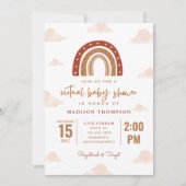 Terracotta Boho Rainbow Clouds Virtual Baby Dusche Einladung (Vorderseite)