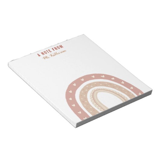 Terracotta Boho Rainbow Danke für Ihr Geschenk Notizblock (angewinkelt)