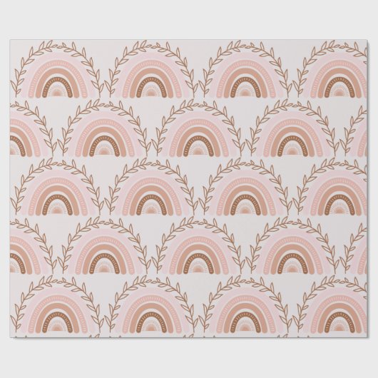 Terracotta Boho Rainbow, Dusty Pink Geschenkpapier (Flach)
