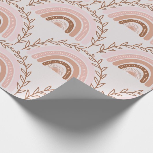 Terracotta Boho Rainbow, Dusty Pink Geschenkpapier (Ecke)