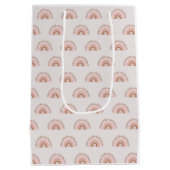 Terracotta Boho Rainbow, Dusty Pink Wrapping Paper Mittlere Geschenktüte (Rückseite)