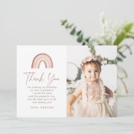 Terracotta Boho Rainbow Geburtstag Dankeschön Kart Einladung