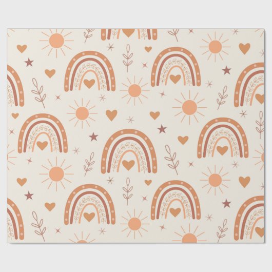 Terracotta boho rainbow geschenkpapier (Flach)