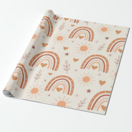 Terracotta boho rainbow geschenkpapier