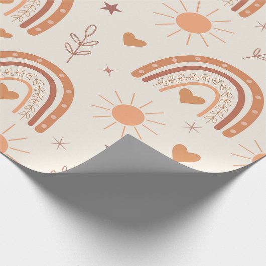Terracotta boho rainbow geschenkpapier (Ecke)