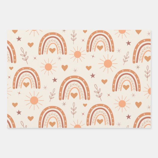 Terracotta boho rainbow geschenkpapier set (Vorderseite 3)