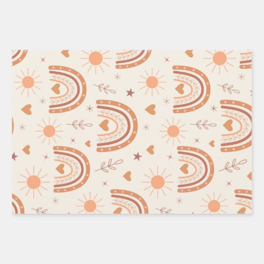 Terracotta boho rainbow geschenkpapier set (Vorderseite 2)