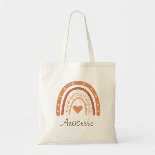 Terracotta Boho Rainbow Kids name Tragetasche (Vorne)