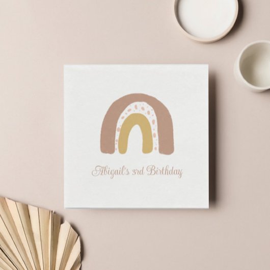 Terracotta Boho Rainbow Minimalistische Geburtstag Serviette