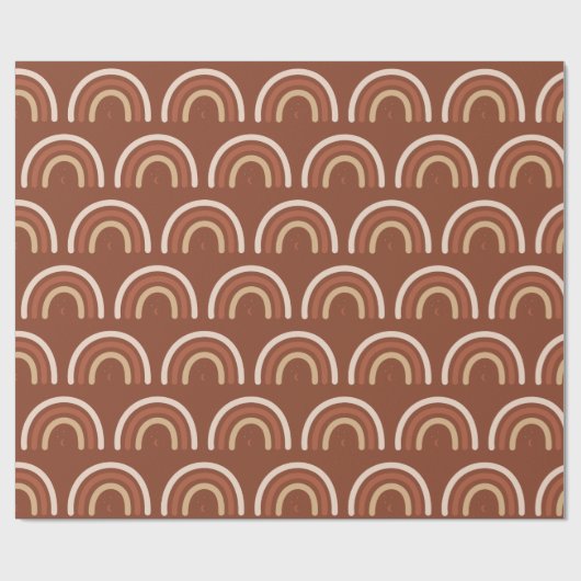 Terracotta Boho Rainbow Moon Stars Bohemisch Trend Geschenkpapier (Flach)