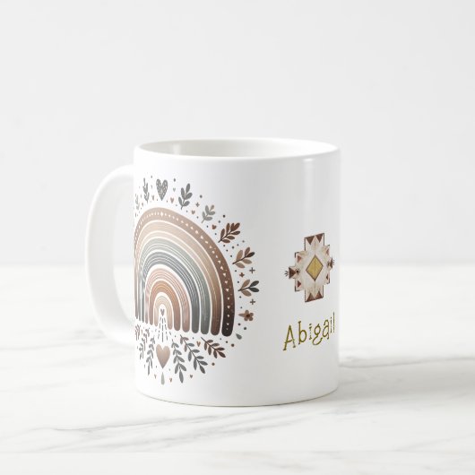 Terracotta Boho Rainbow Tasse (Vorderseite Links)