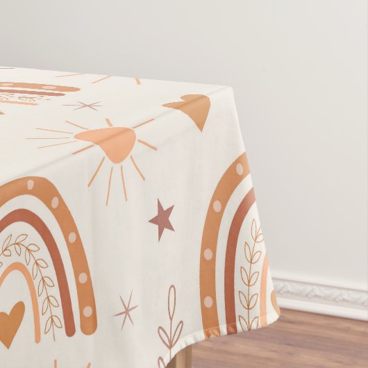 Terracotta boho Regenbogenmuster Babydusche Tischdecke (Beispiel)