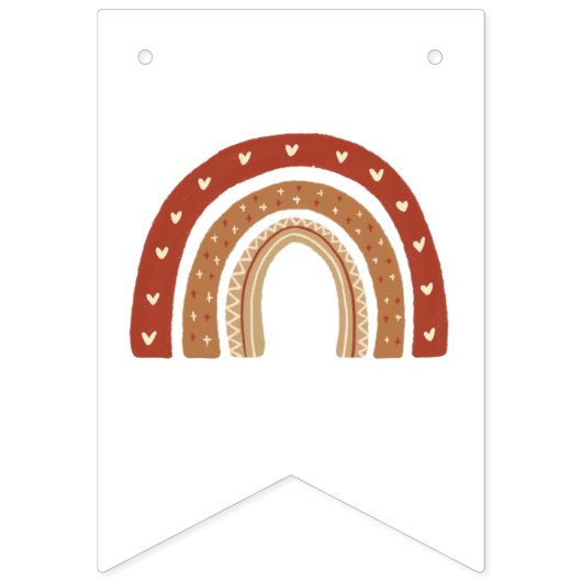 Terracotta Boho Regenbogenwolken Erster Geburtstag Wimpelkette (Erste Fahne)