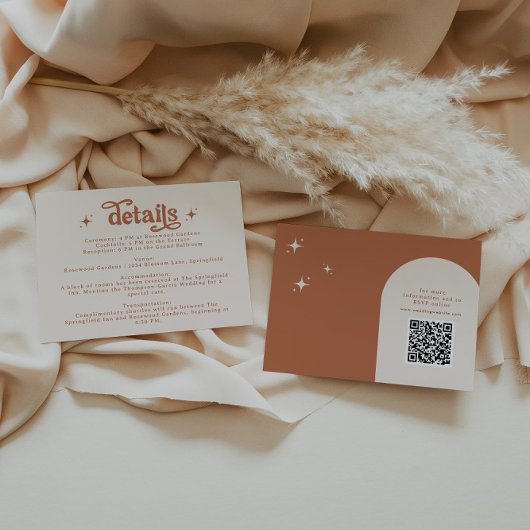 Terracotta Boho Retro Wedding Stationery Begleitkarte