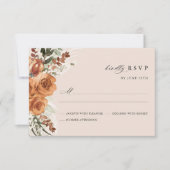Terracotta Boho Rose Floral Watercolor Wedding RSVP Karte (Vorderseite)