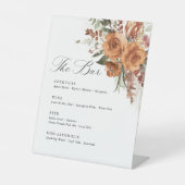 Terracotta Boho Rose Floral Wedding Bar Menu Sockelschild (Vorderseite)