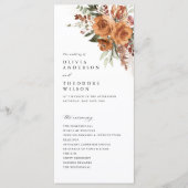 Terracotta Boho Rose Floral Wedding Ceremony Programm (Vorderseite)