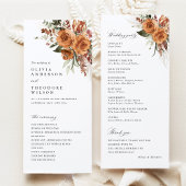 Terracotta Boho Rose Floral Wedding Ceremony Programm