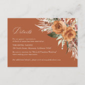 Terracotta Boho Rose Floral Wedding Details Hotel Begleitkarte (Vorderseite)