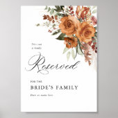 Terracotta Boho Rose Floral Wedding Reserved Sign Poster (Vorne)