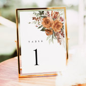 Terracotta Boho Rose Floral Wedding Table Numbers
