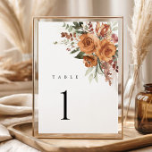 Terracotta Boho Rose Floral Wedding Table Numbers