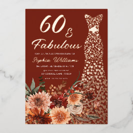 Terracotta Boho Rose Gold Dress 60. Geburtstag Folieneinladung