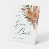 Terracotta Boho Rose Guest Book Wedding Table Sockelschild (Vorderseite)