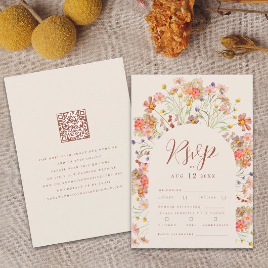 Terracotta Boho Rustikale Hochzeitsmahlzeiten RSVP Karte