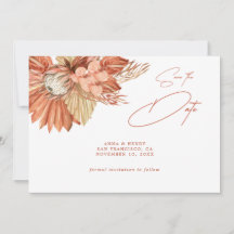 Terracotta Boho Save the Date Blumenpampas