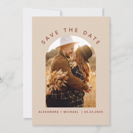 Terracotta Boho Save the Date Foto Art (Vorderseite)