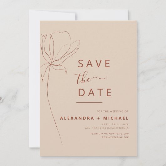 Terracotta Boho Save the Date Foto Art (Rückseite)