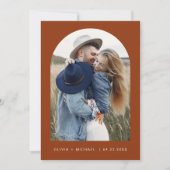 Terracotta Boho Save the Date Foto Minimalistisch (Vorderseite)