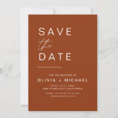 Terracotta Boho Save the Date Foto Minimalistisch (Rückseite)