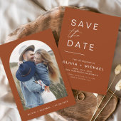 Terracotta Boho Save the Date Foto Minimalistisch